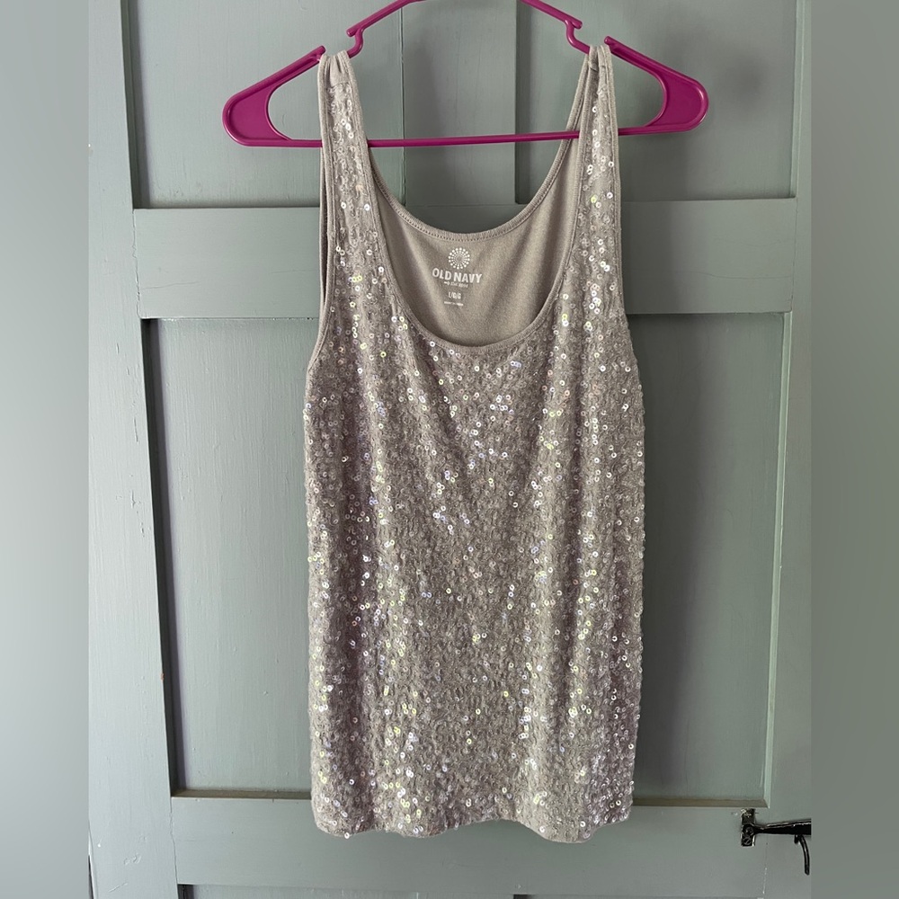 Old Navy Silver Gray Sequin Tank Top